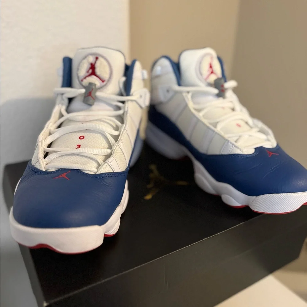 Nike Jordan 6 Rings True Blue and University Red Sneakers 8 - Picture 5 of 11
